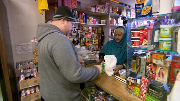 Shukir Abasheikh works at her store in Leiwston, Maine.