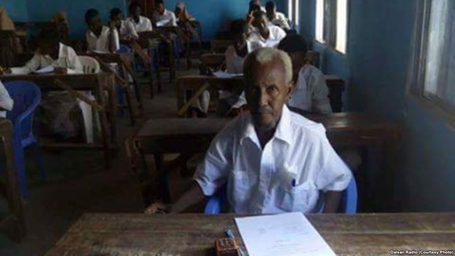 Ahmed Mohamed Ali, 61, attends high school in Bal’ad, Somalia.