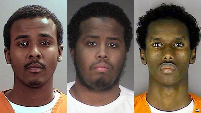 Combo photo of Somali-Americans: (L to R) Abdirahman Daud, Mohamed Farah and Guled Omar, who are accused of allegedly planning to join Islamic State in Syria.