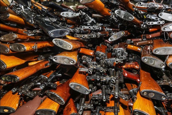 Some of the weapons seized by the Australian Navy on the Somalia-bound boat on March 6, 2016. The Australian Navy seized more than 2,000 weapons including assault rifles, rocket launchers and general purpose machine guns in the 'stateless' boat intercepted during normal patrol of the Middle East-Eastern Africa coast waters. PHOTO | AUSTRALIAN NAVY